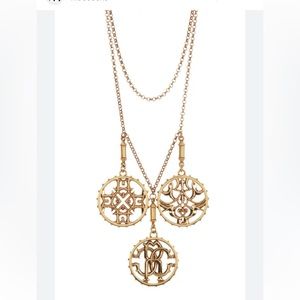 Robert Cavalli NWOT Triple logo medallion layered necklace